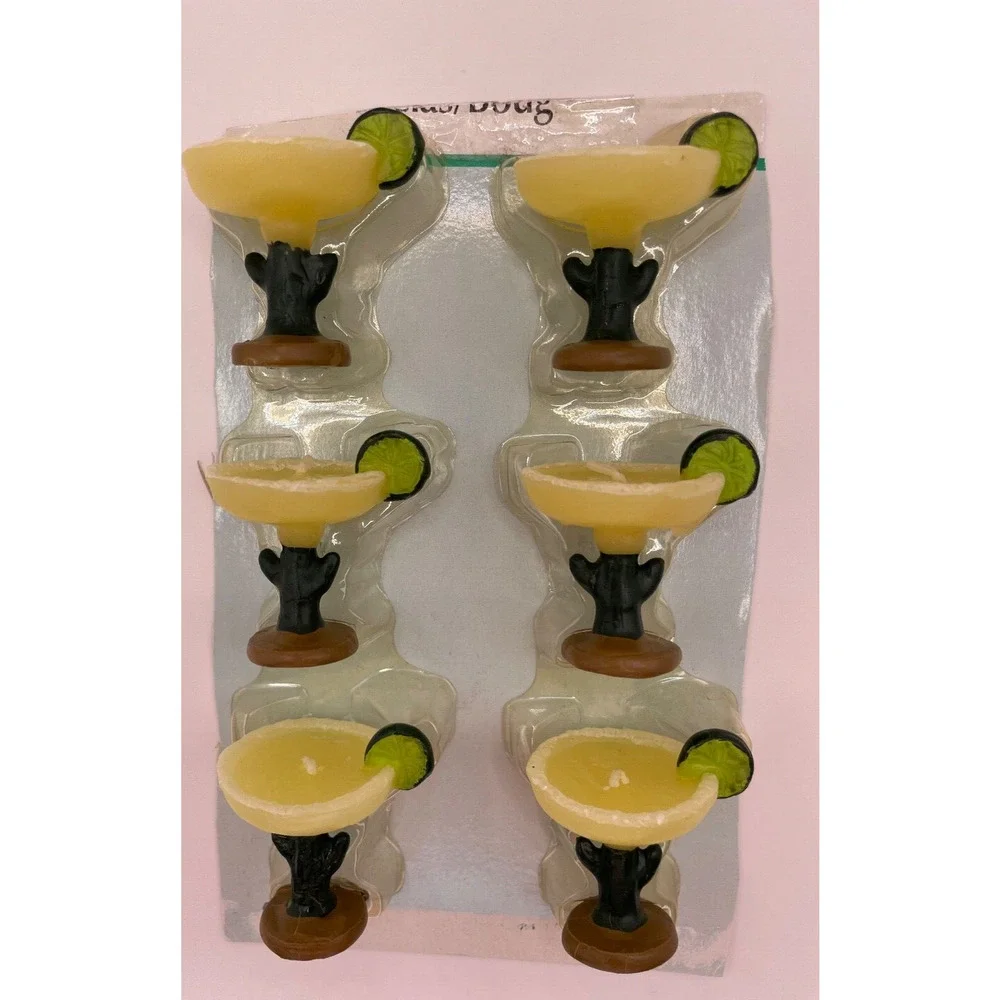 Vintage 2002 Wilton Margarita Glasses Candles Cake Toppers Celebration/Party